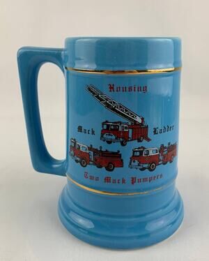 Warrington Township PA Fire Co #1. Station #29 Beer Mug Stein Cup Blue Vintage